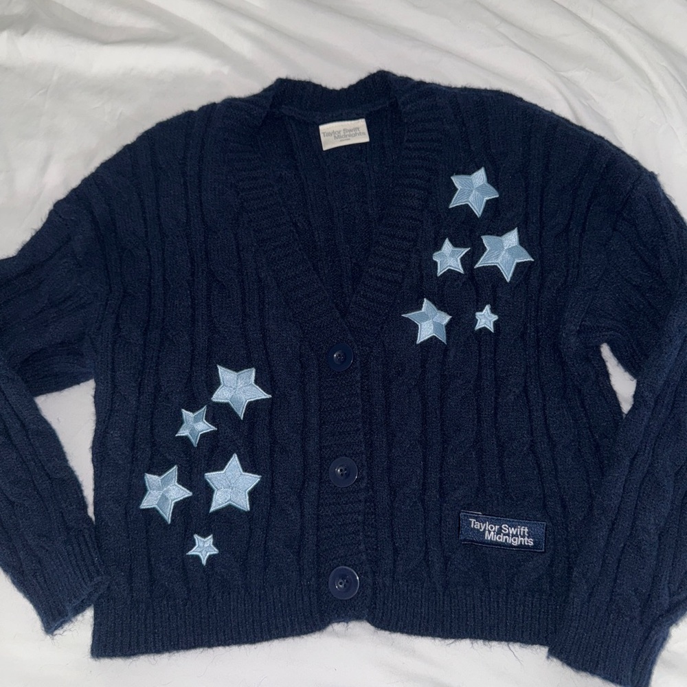 Taylor Swift Midnights Black Cardigan with Star Patches